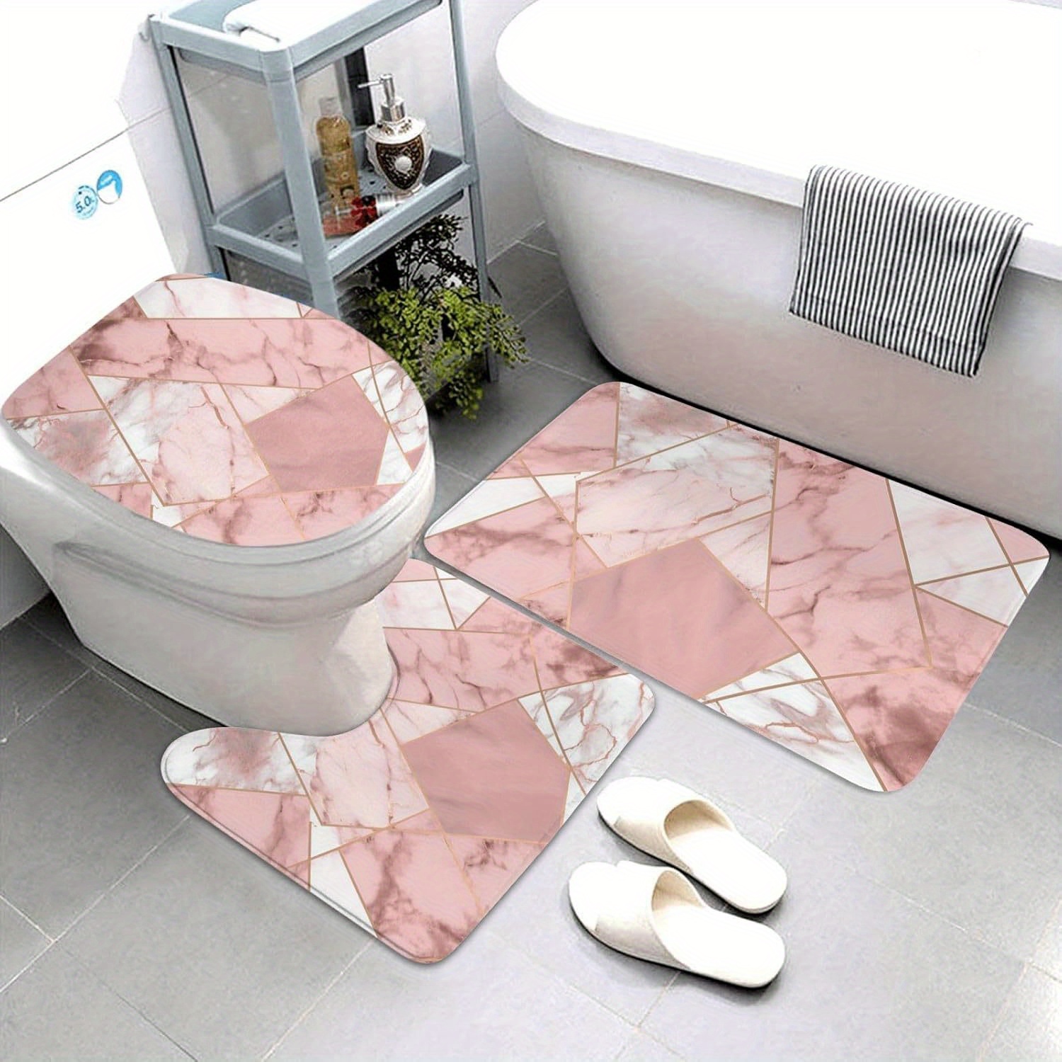 Home Made Bathroom Vanity - Luxuriöses Marmor-Badezimmer-Matten-Set mit Teppich, Hausschuhen und