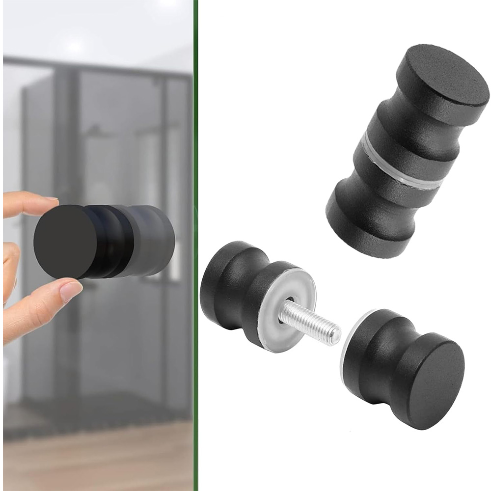 Home Bathroom Hardware - Aluminium-Glastürgriff Schwarz Silber Badezimmertürgriff Moderner Einfacher