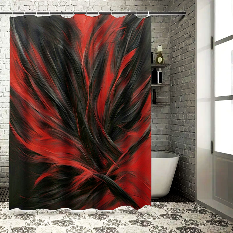 Home Bathroom Decor Ideas - Roter und schwarzer abstrakter Druck-Duschvorhang für