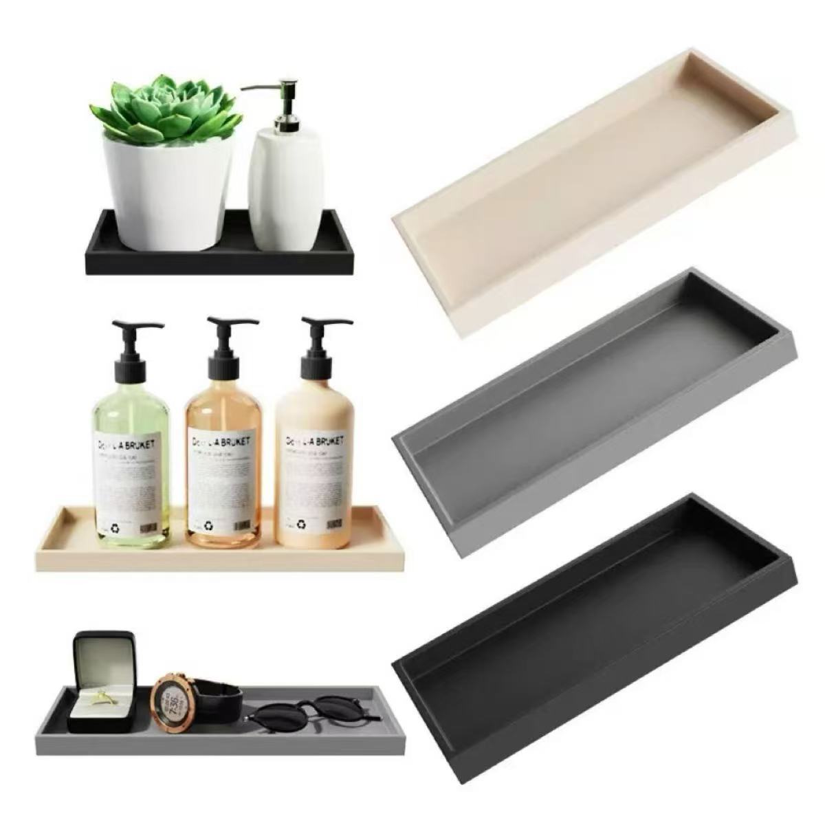 Zara Home Bathroom Tray - Badezimmer-Ablagefach aus Silikon, Seifenspender-Ablage, Aufbewahrung für