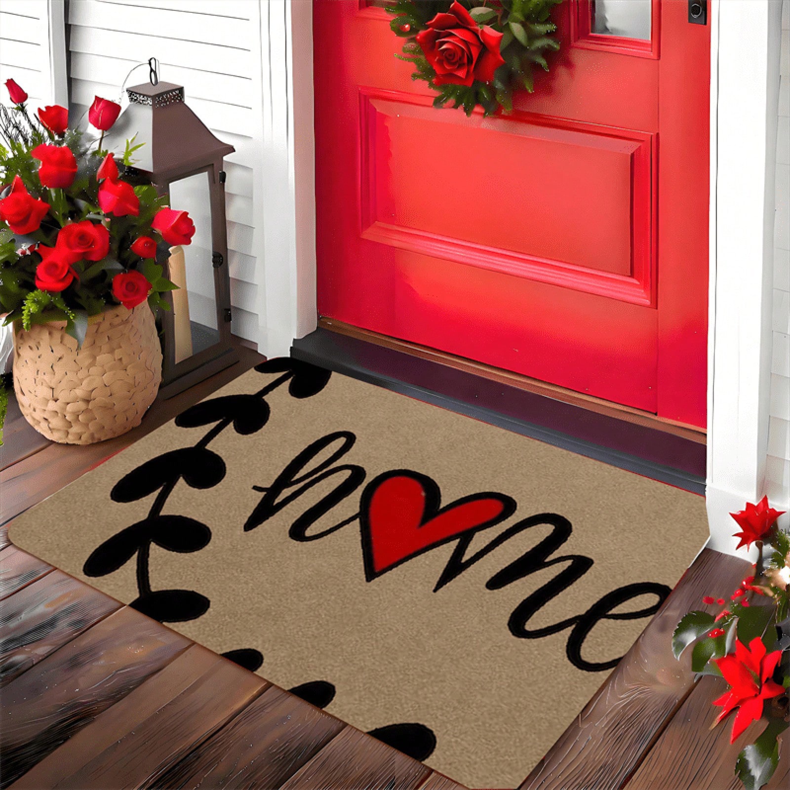 Home Bathroom Decor Ideas - 1 Stück Valentinstag Herz-Heimtürmatte, Türdekor, rechteckige