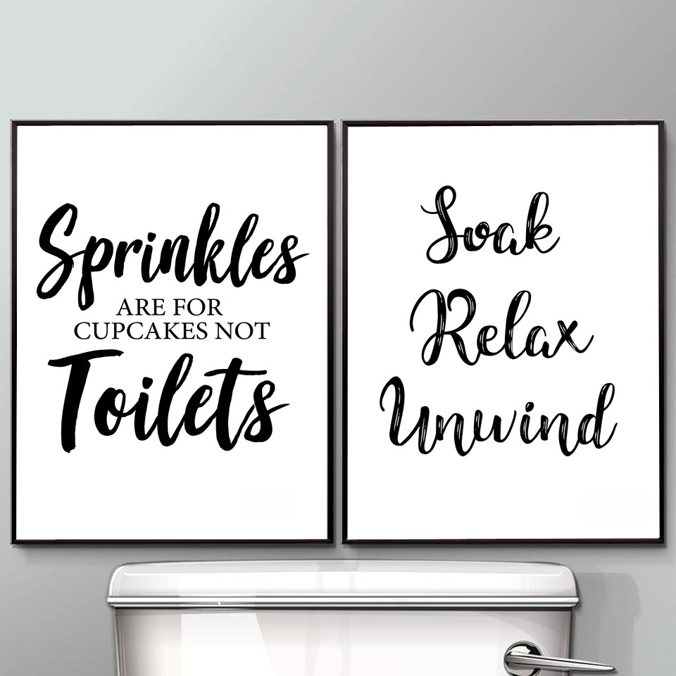 Home Bathroom Rules - Wand Kunst Leinwand Malerei Lustige Badezimmer