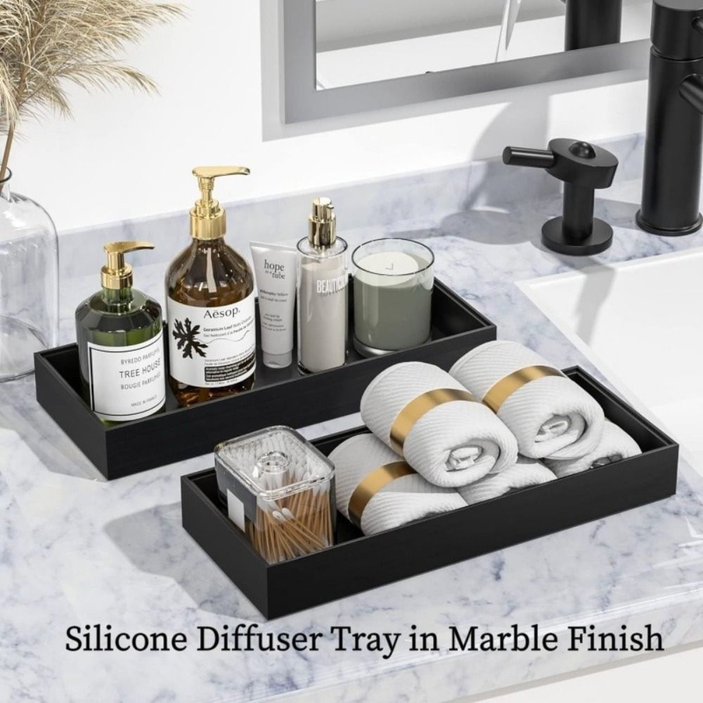 Zara Home Bathroom Tray - Verstärkte Badezimmer-Ablage Rechteckige Bruchsichere Seifenspender-Ablage Leichte