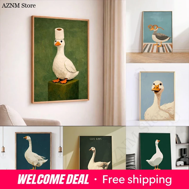 Home Bathroom Decor Ideas - Enten- und Gänse-Poster, lustige Badezimmer-Wandkunst, humorvoller