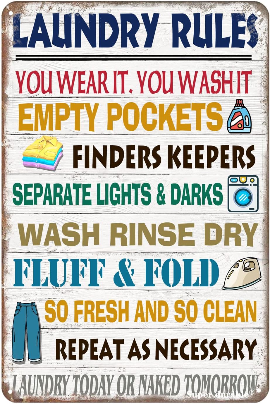 Home Bathroom Rules - Super langlebiges Vintage-Metallblechschild mit Wäscherules-Motiv, Wanddekoration