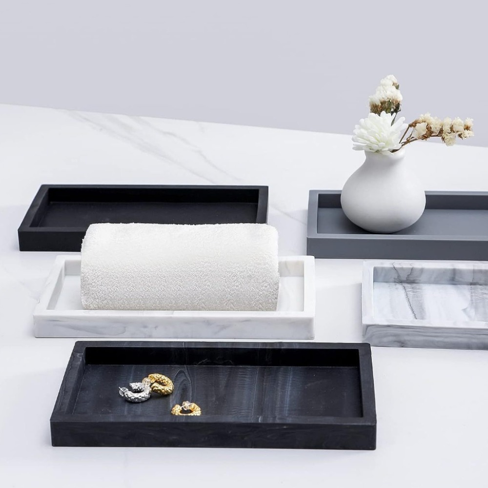 Zara Home Bathroom Tray - Verdicktes Tablett für Badezimmer, rechteckig, bruchsicher,