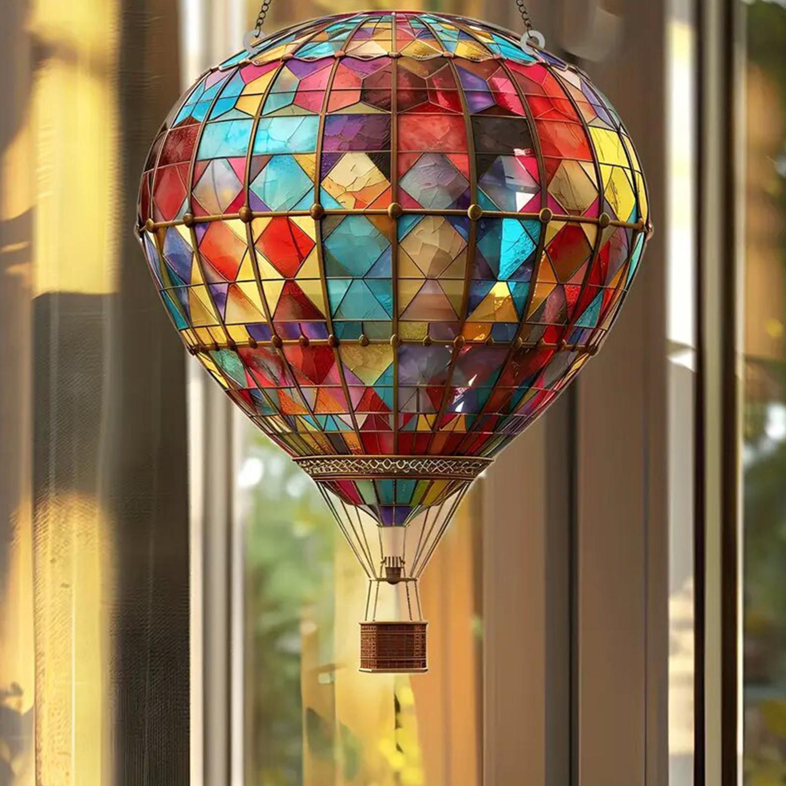 Home Bathroom Window - Sonnenfänger, Außenfenster, Sonnenfänger, Acryl, flach, Heißluftballon-Design,