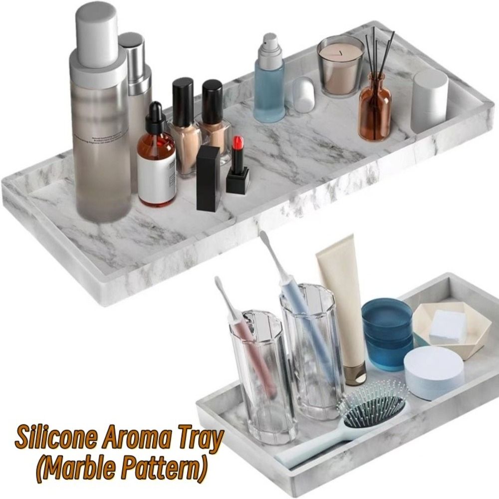 Zara Home Bathroom Tray - Verstärkte Badezimmer-Ablage, Rechteckiges Leichtgewichtiges Silikon-Aufbewahrungstablett, Bruchsicherer
