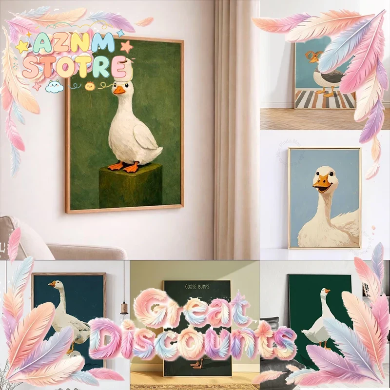 Home Bathroom Decor Ideas - Enten-Gans-Poster, Lustige Badezimmer-Wandkunst, Humorvoller Tierdruck, Dekor