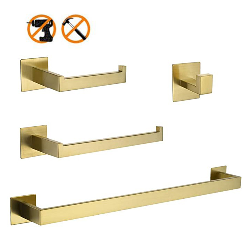 Home Bathroom Hardware - 304 Edelstahl 4-teiliges Gold-Badezimmer-Hardware-Set Enthält Handtuchhalter,