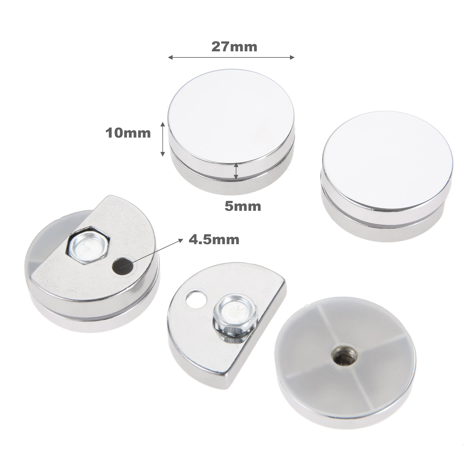 Home Hardware Bathroom Mirrors - 4 Stück 27mm Runde Glasklemmen Spiegelbefestigungsclips