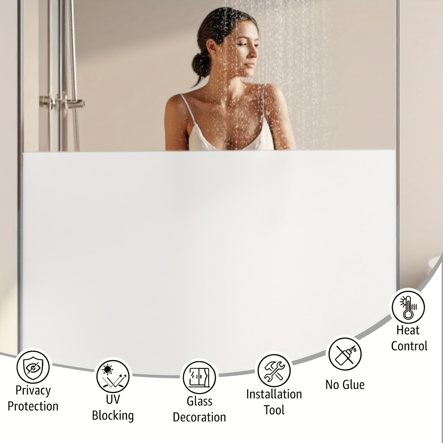 Home Bathroom Window - Weiße, mattierte Sichtschutzfolie für Fenster, statisch