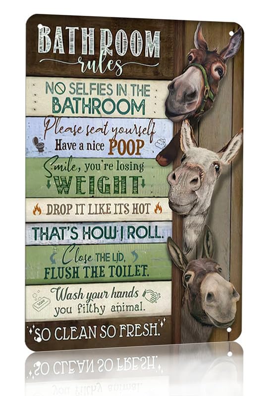 Home Bathroom Rules - Lustige Badezimmerregeln mit Esel-Motiv, Wanddekoration, „So