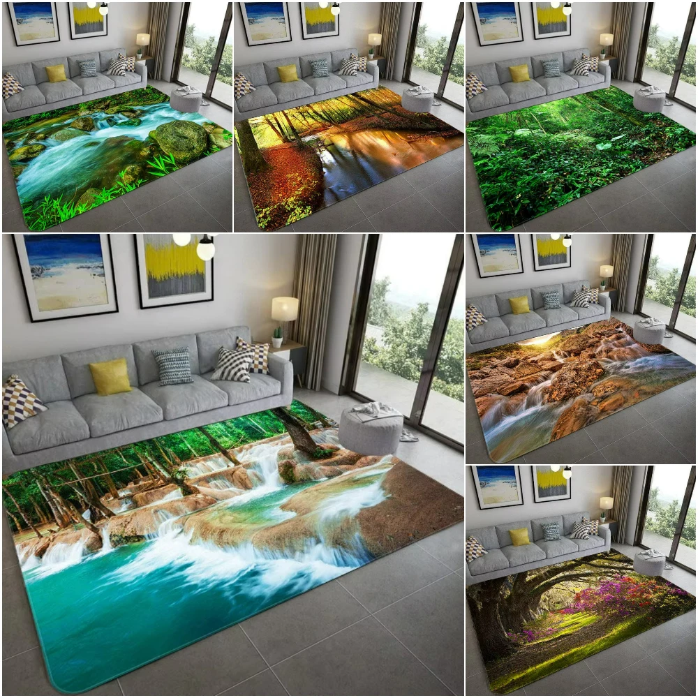 Home Bathroom Decor Ideas - Von der Natur inspirierter 3D-Landschaftsteppich, weicher