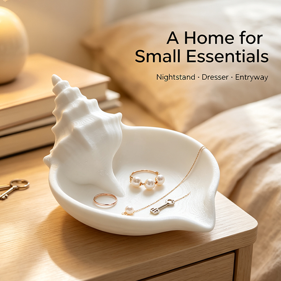 Home Essentials Bathroom Accessories - Nordischer Stil Mattweißes Muschelförmiges Schmucktablett, Nautischer