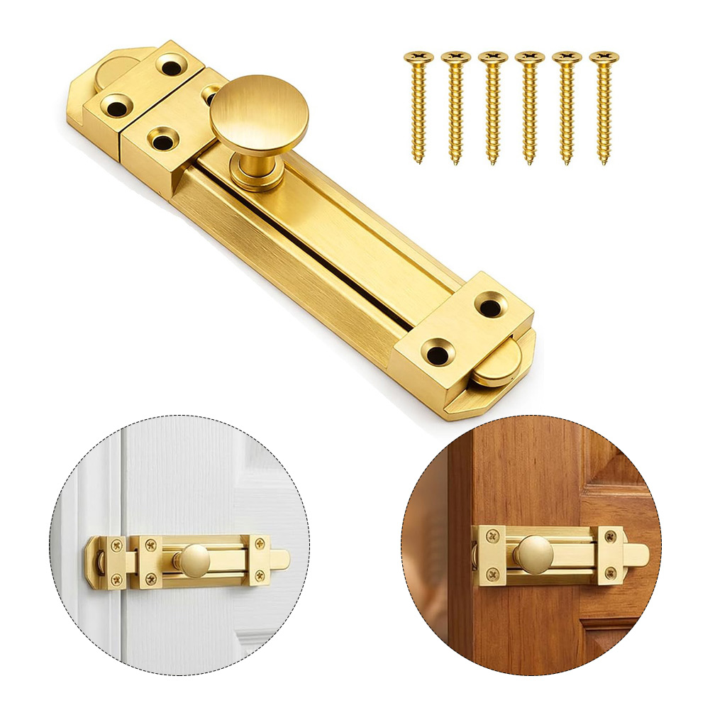 Home Bathroom Hardware - 5-Zoll-Schiebetürschloss aus massivem Messing, Sicherheitsriegel für