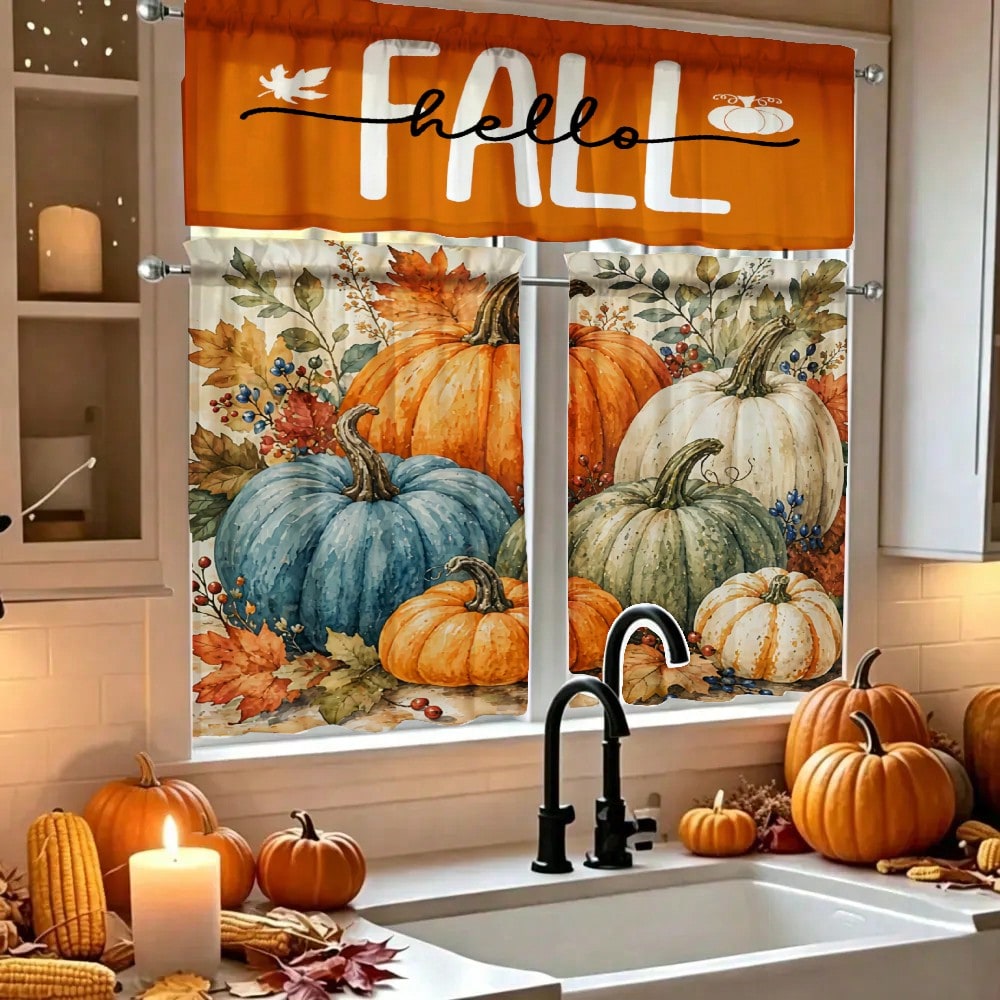 Home Essentials Bathroom Accessories - 1 Stück / 2-teiliges Set Halloween-Küchenvorhänge.