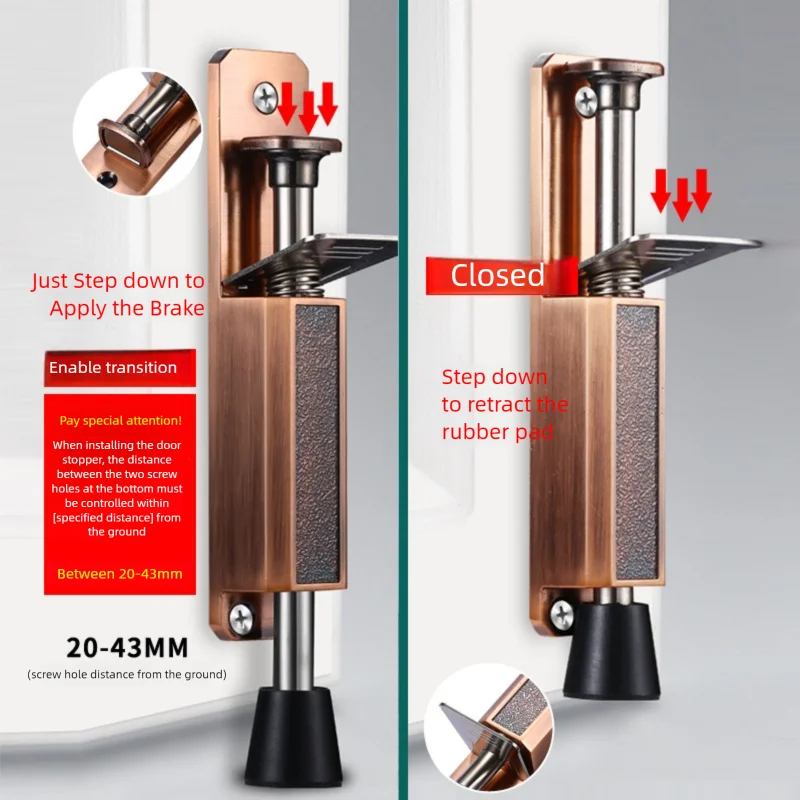 Home Bathroom Hardware - Hochleistungs-Teleskop-Türstopper mit Fußbremse, Metall-Türstopperkeile, Badezimmer-Wandschutz, Haushaltswaren