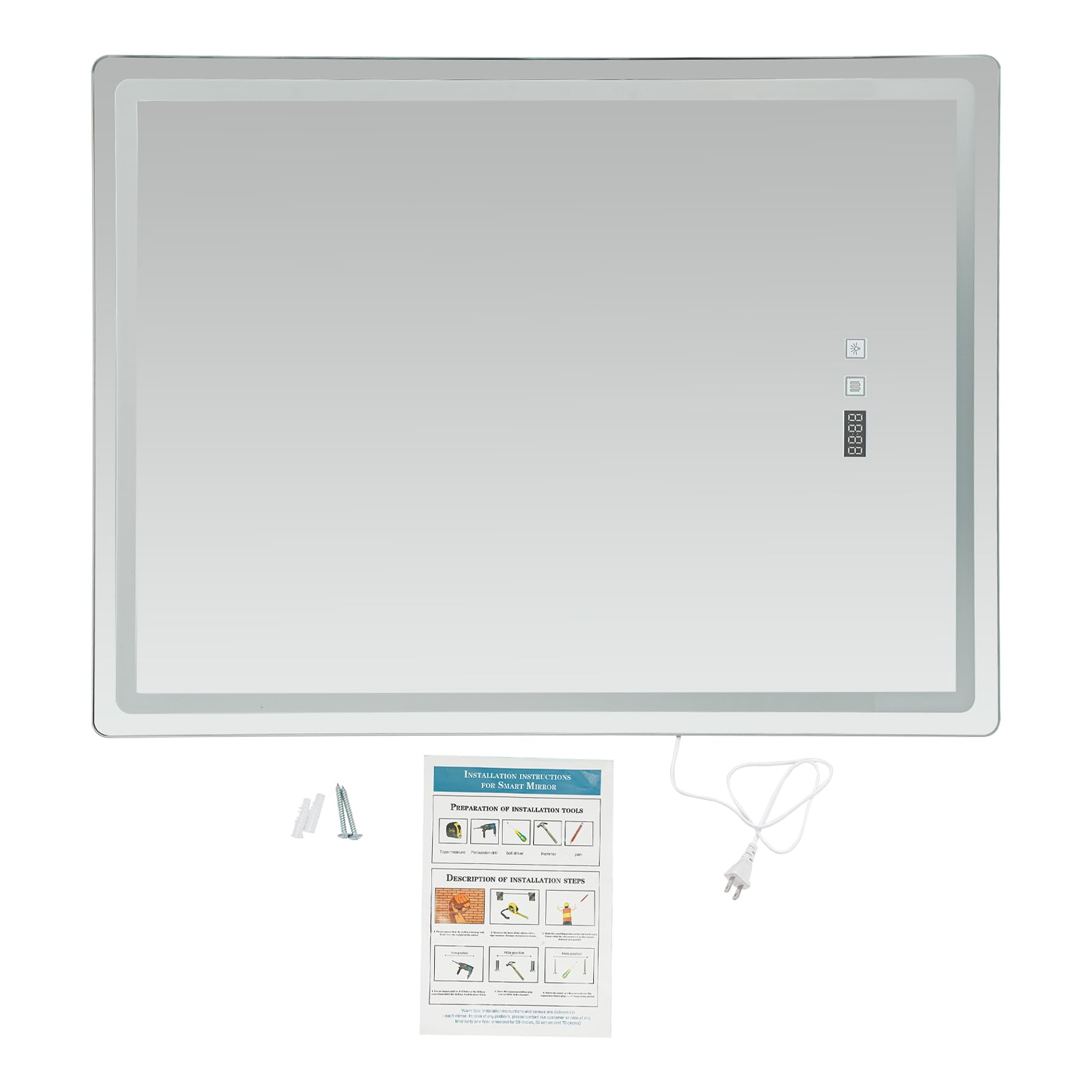 Bathroom Mirror Led - LED-Badezimmer-Wandspiegel, 500x700mm Intelligenter Antibeschlag-Spiegel mit Touch-Steuerung,