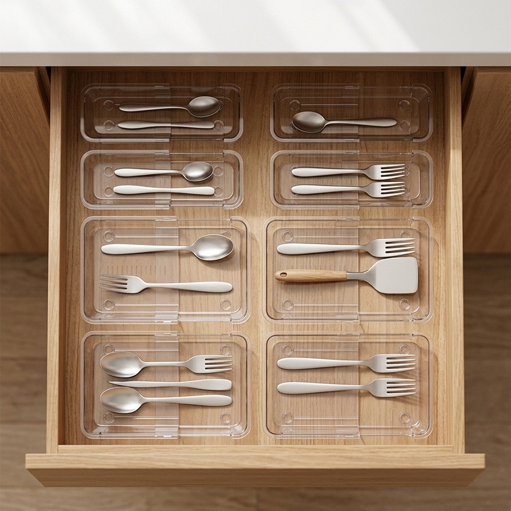 Home Made Bathroom Vanity - Transparentes, erweiterbares Schubladen-Organizer-Set aus PET für