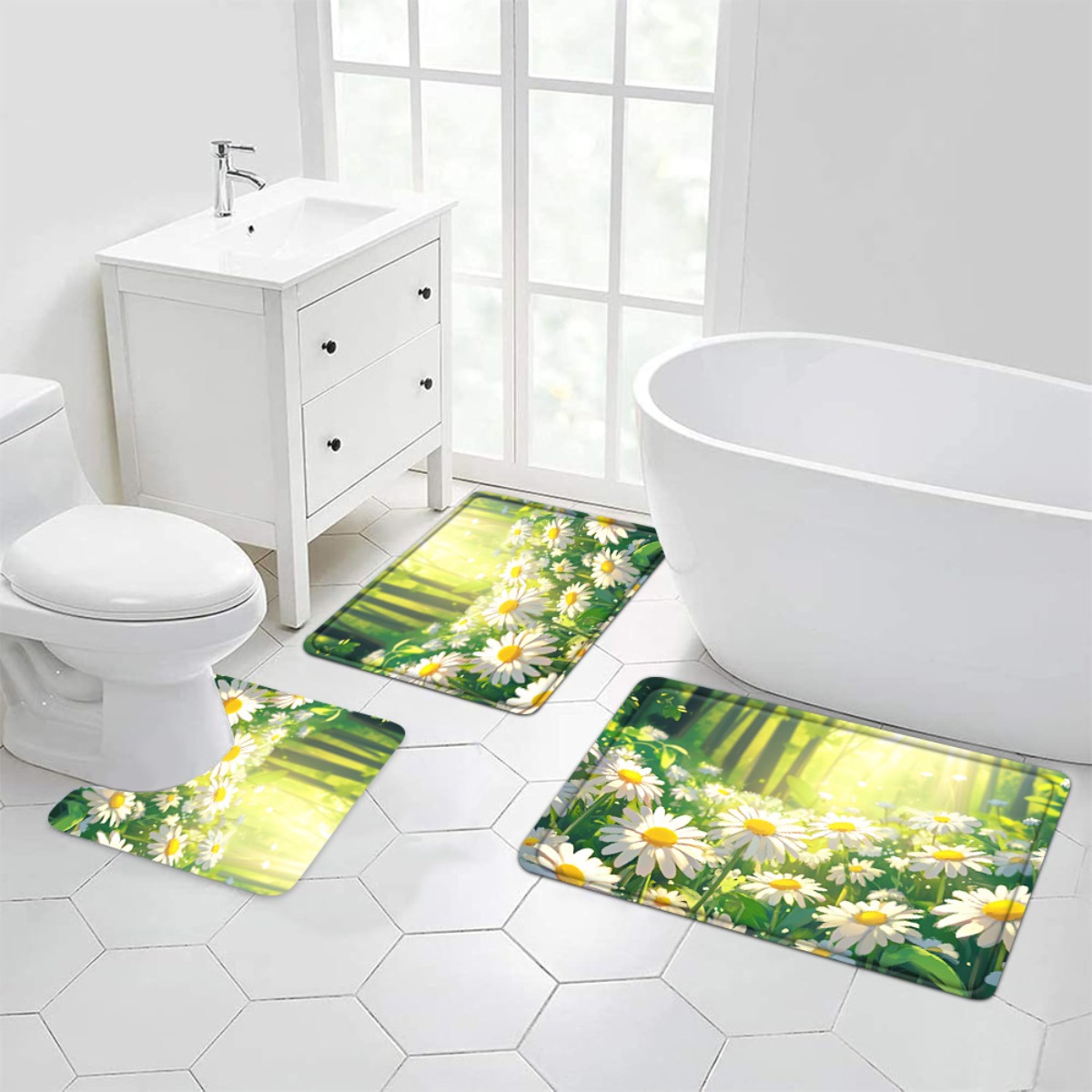 Gänseblümchen Blumenmuster Bad – Home Made Bathroom Vanity Bewertung und Preis