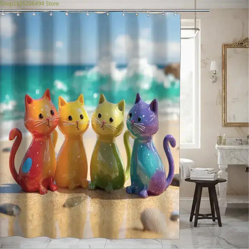 Bunter Regenbogen-Katzen-Dusch – Home Bathroom Decor Ideas Bewertung und Preis