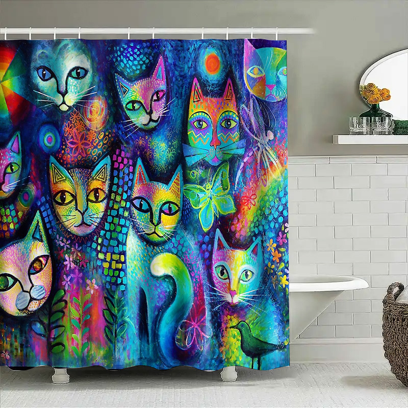 Katzen-Duschvorhang, künstleri – Home Bathroom Decor Ideas Bewertung und Preis