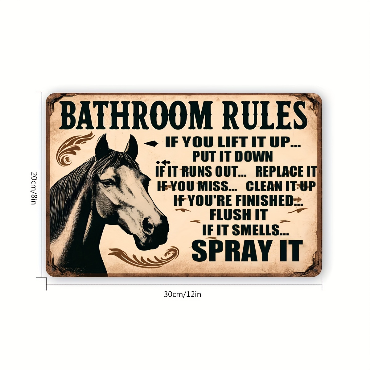 Ein Vintage-Metallschild mit h – Home Bathroom Rules Bewertung und Preis